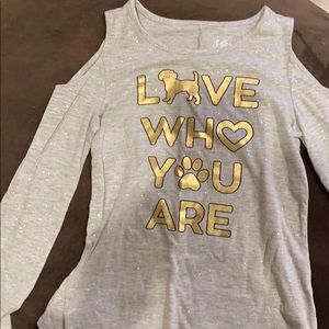 Justice Sparkly gold love who you are T-shirt